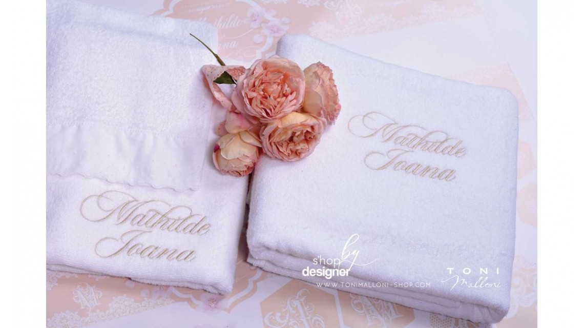 Trusou de botez somon cu alb cu broderie sand pentru fetite Elegant Monogram Peach 23